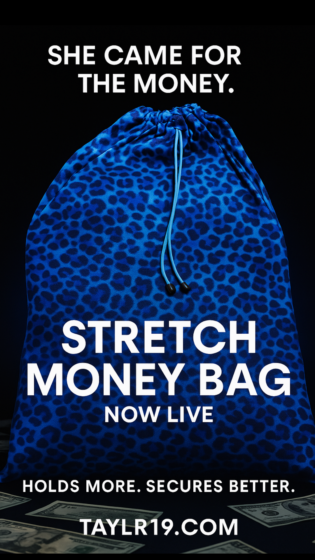 Stretch Money Bag – XL Drawstring Bag with Cord Locks (20x33”)