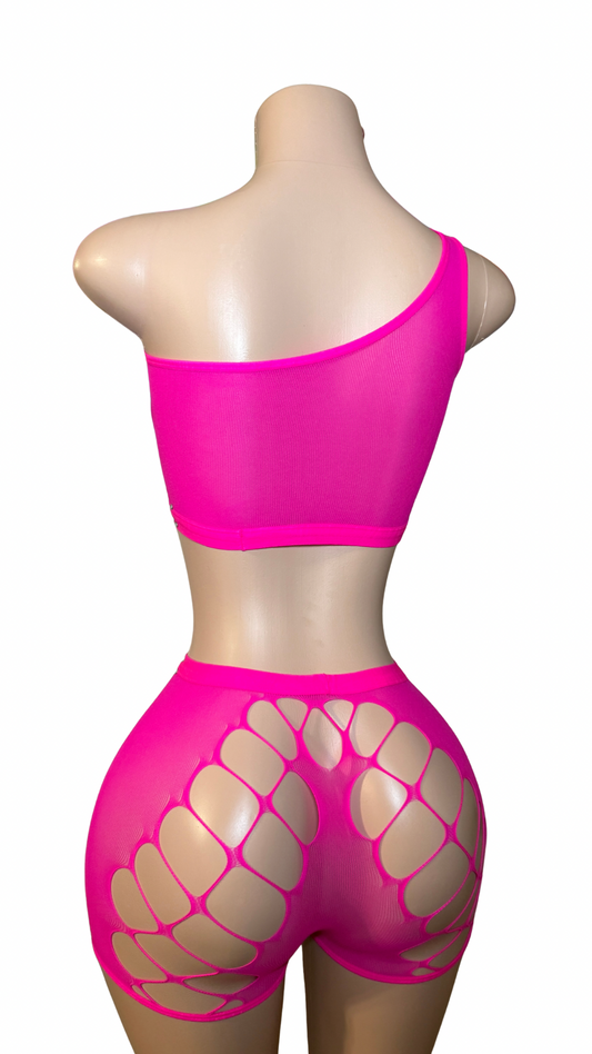 Pink Laced & Loaded Mesh Cutout Set – Crystal Edition