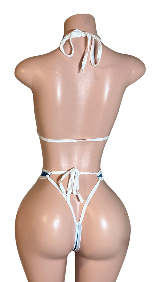 Merry Blue Pom-Pom Bikini Set