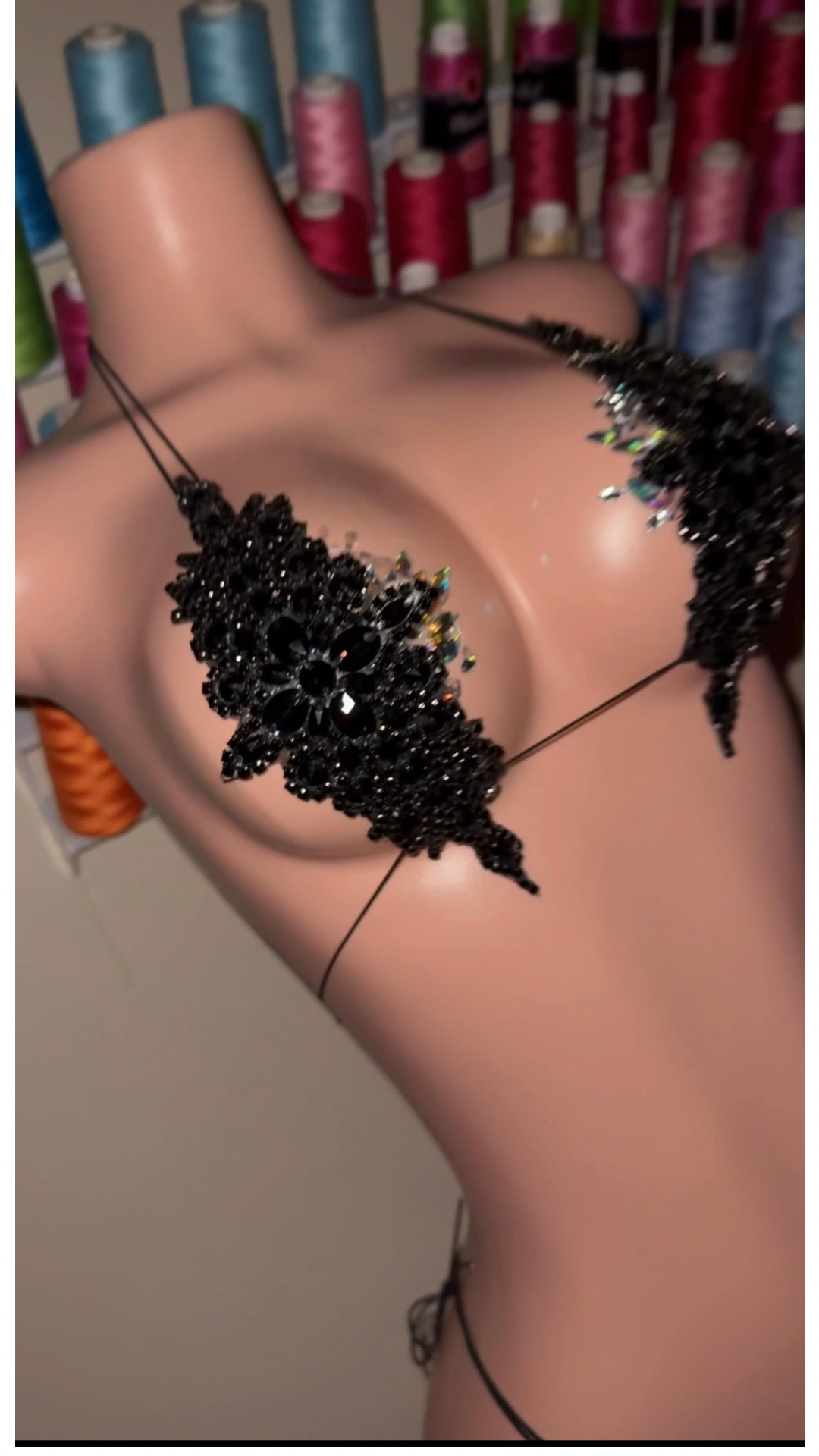 Pressure Rhinestone Lace Micro Bikini Set