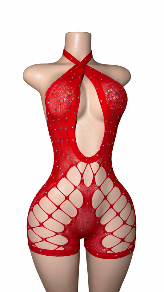 Venom Cutout Rhinestone Romper