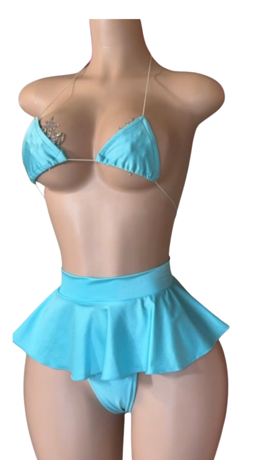 The Aquarius Peplum Microkini Skirt Set