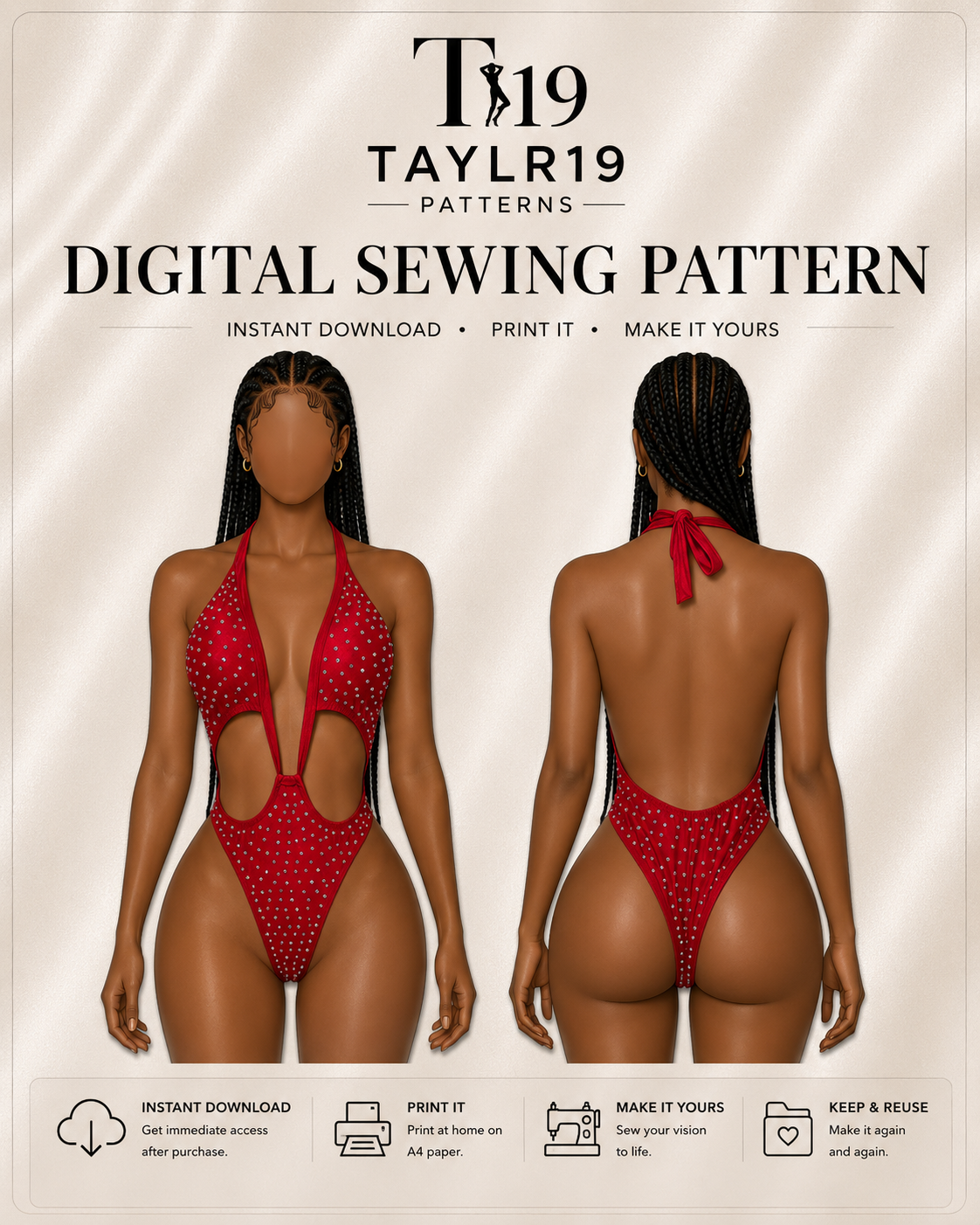 Lexi Bodysuit Sewing Pattern – Exotic Dancewear Bottle Girl PDF Pattern – Beginner Friendly