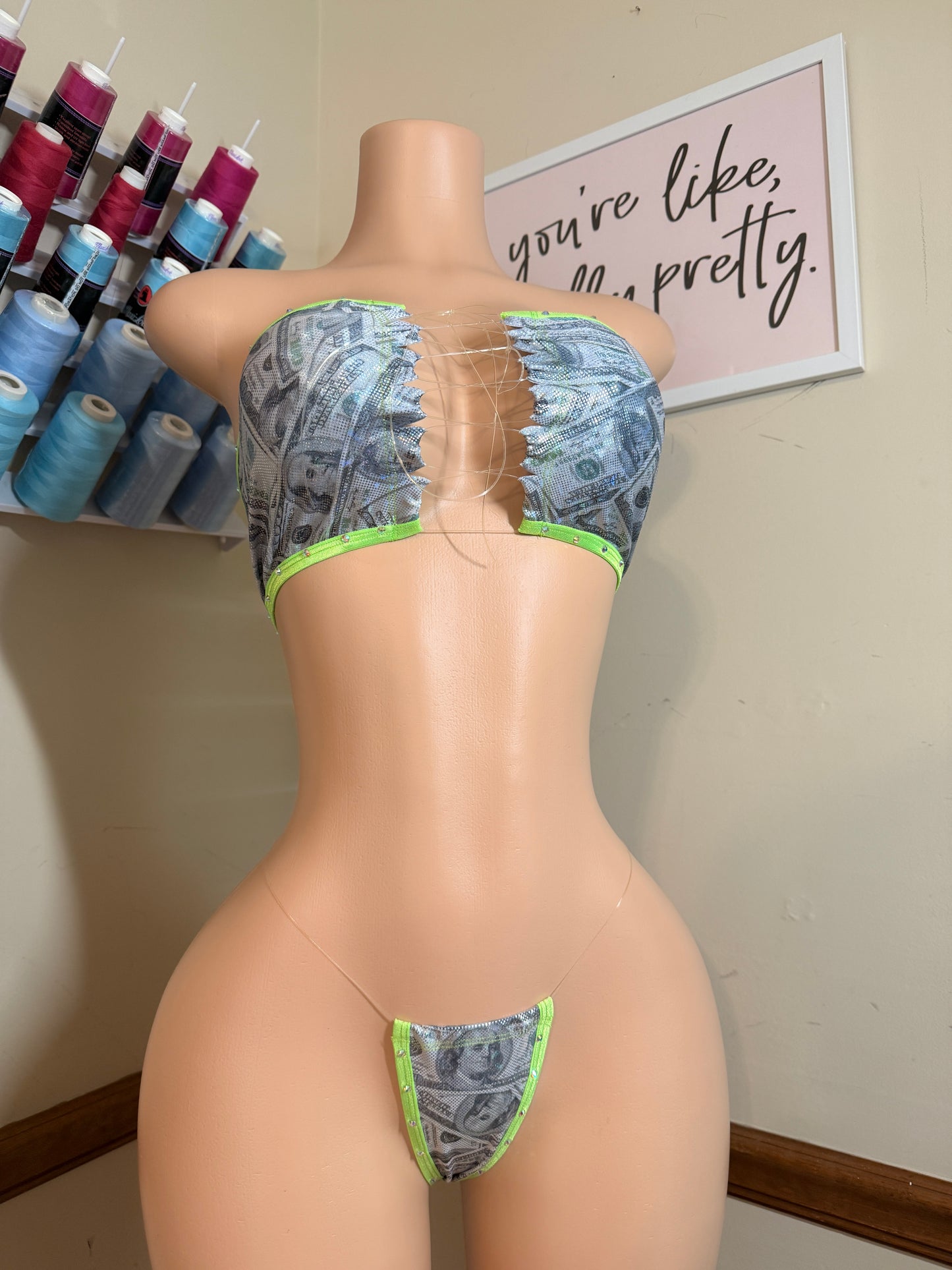 Money Moves Lace-Up Bandeau Set