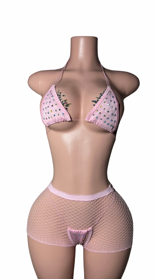 Rhinestone microkini bikini for exotic dancers and clubwear