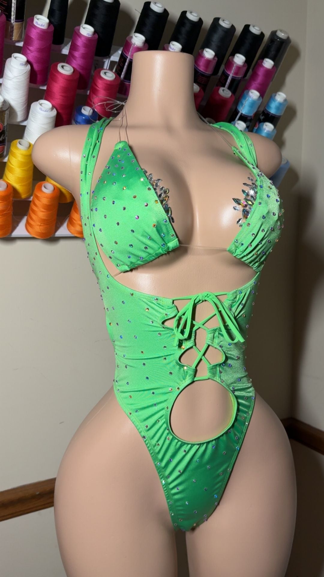 Ivy Envy Rhinestone Cutout One-Piece – Luxury Exotic Dancewear